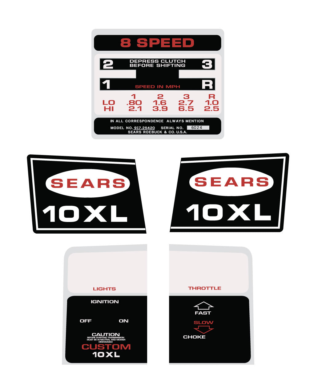 SEARS 1969 10XL Decal Kit – Vintage Reproductions
