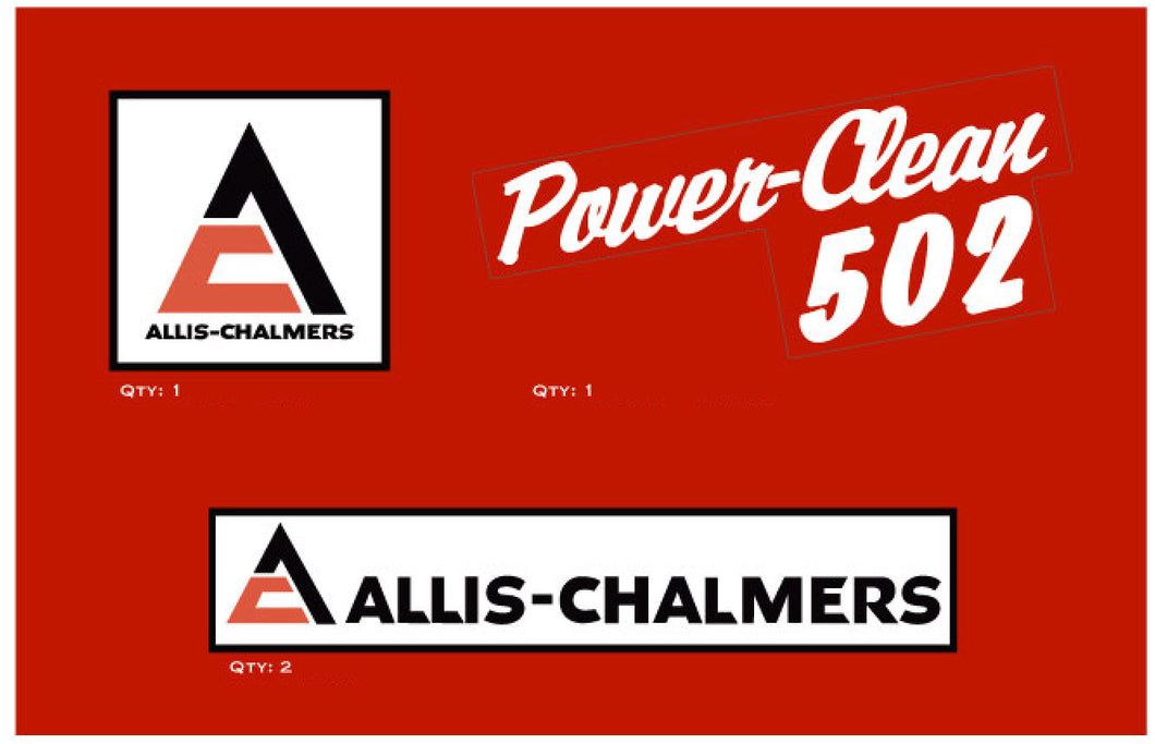 Allis Chalmers Power - Clean 502 Pressure Washer Decals