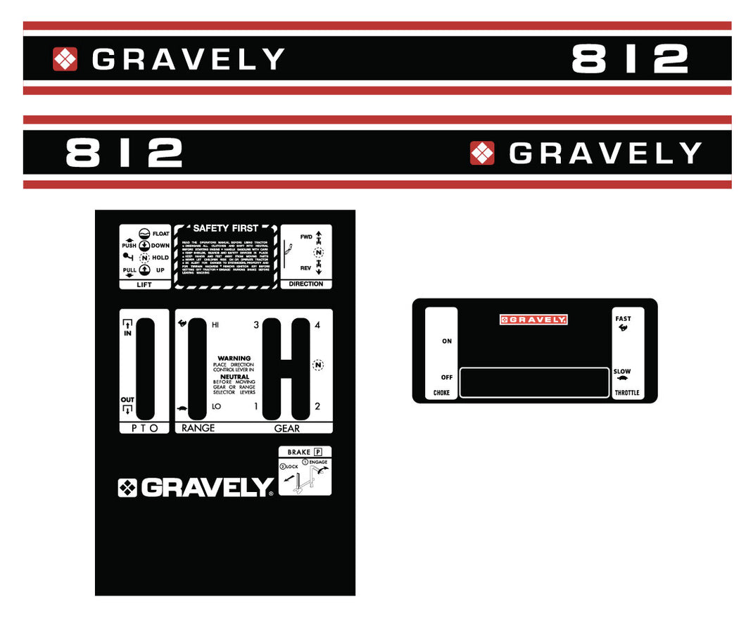 Gravely 812 Decal Kit