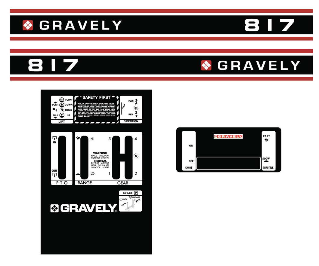Gravely 817 Decal Kit
