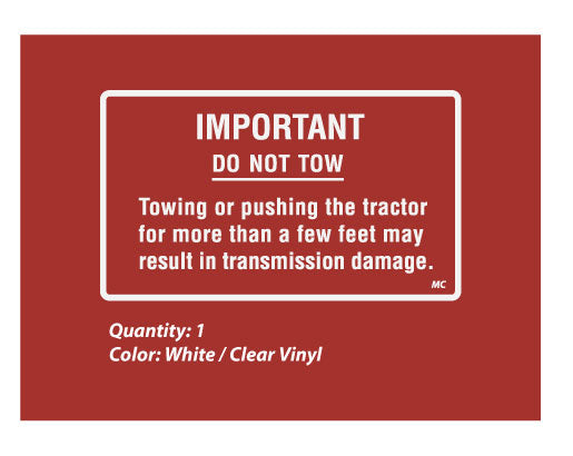 Cub Cadet 82 Series Towing Decal