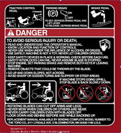 Toro Wheel horse 315-8 Danger Decal