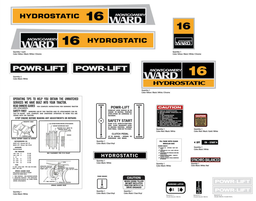 Montgomery Wards 16 Hydrostatic Decal Kit