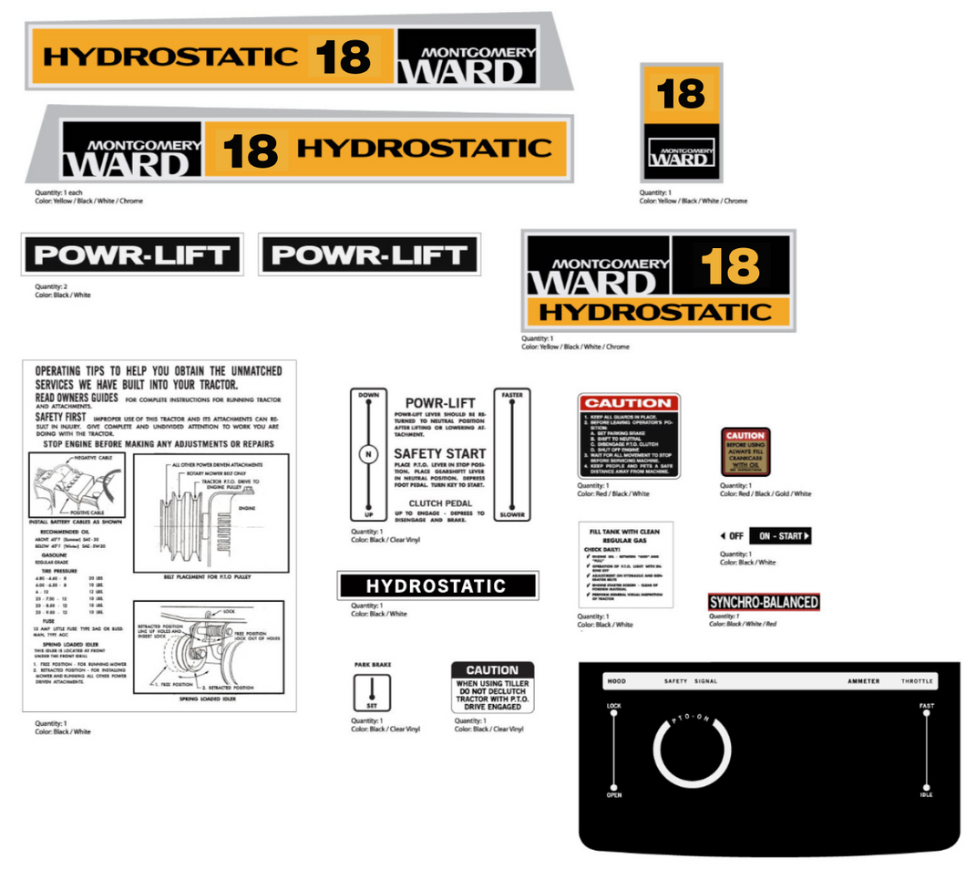 Montgomery Wards 18 Hydrostatic Decal Kit