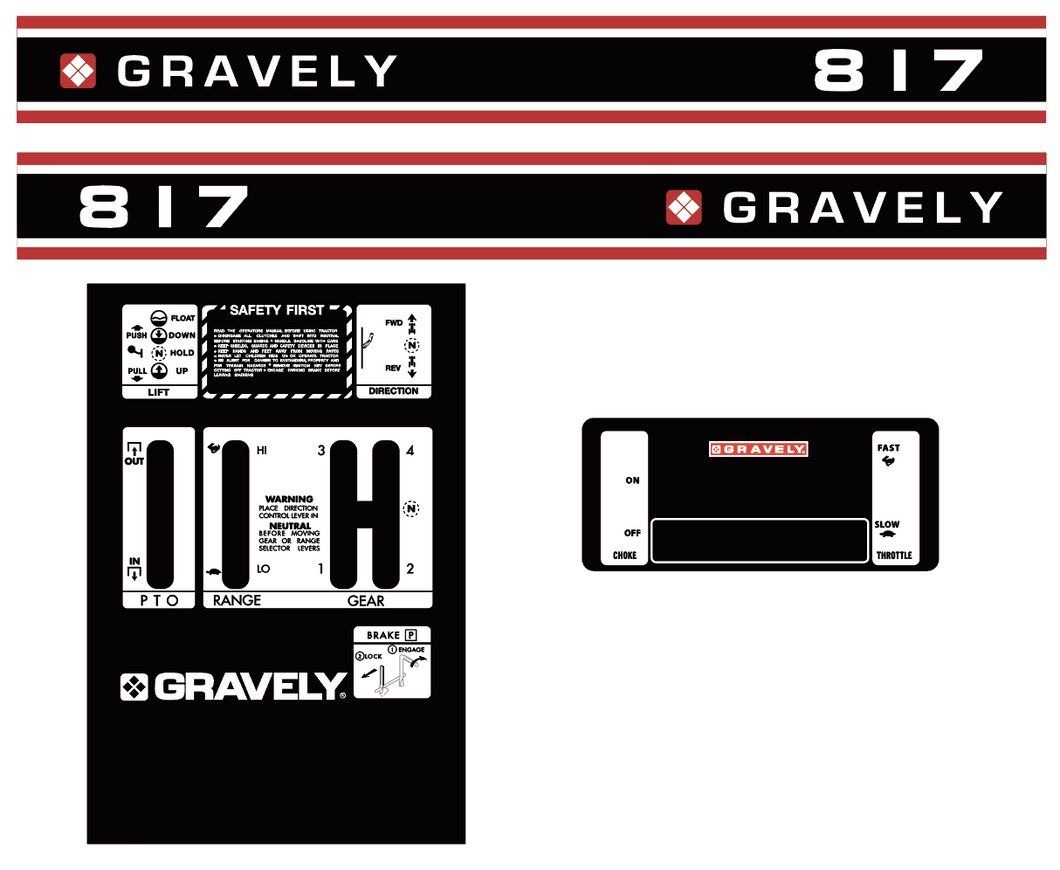 Gravely 817 Decal Kit