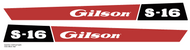 Gilson Tractor S-16 Hood Decals
