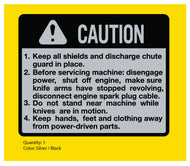 JD Snowblower Caution / Shield Decal