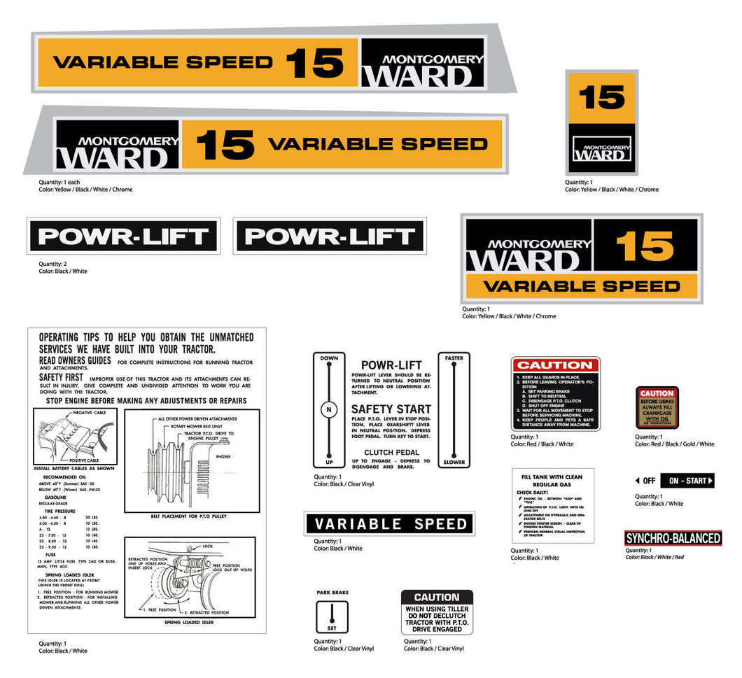 Montgomery Wards 15 Variable Speed Decal Kit