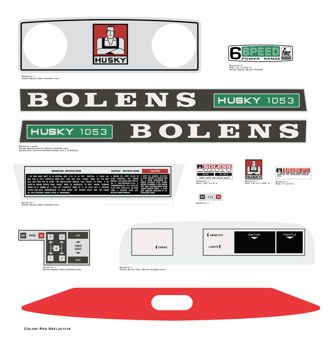 BOLENS 1053 Lawn Tractor Decal kit