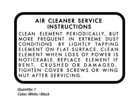 SEARS 1966-1972 & 1973 Air Cleaner Decal