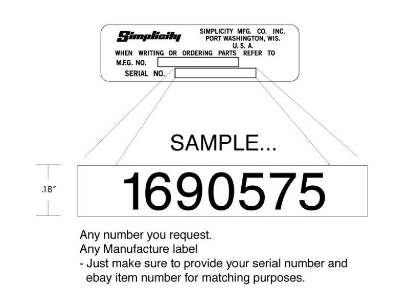 Custom Serial Numbers for Manufacture label – Vintage Reproductions