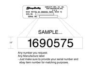 Custom Serial Numbers for Manufacture label