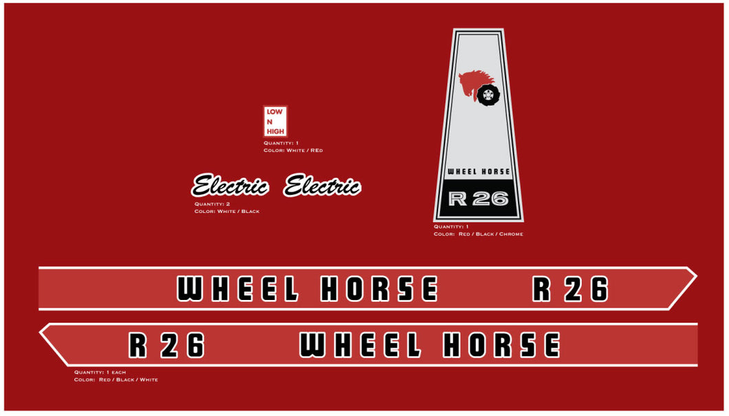 Wheel Horse R26 Decals
