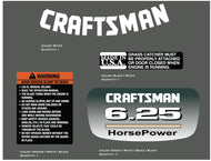 SEARS Craftsman 6.25 HP Mower Decals