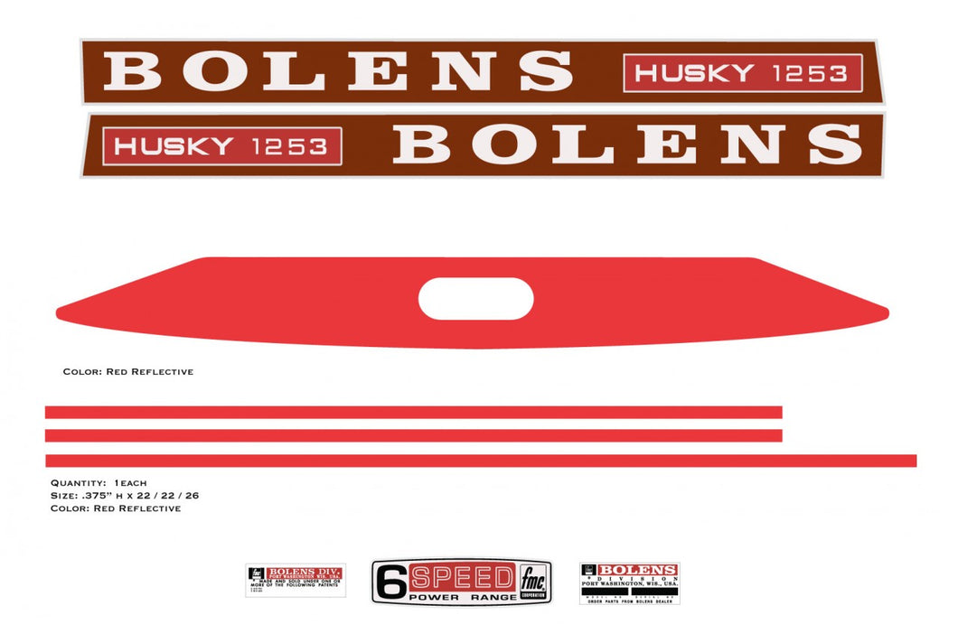Bolens Husky 1253 Decal kit