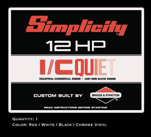 Briggs and Stratton 12HP Quiet Decal