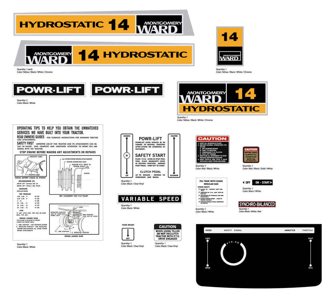 Montgomery Wards 14 Hydrostatic Decal Kit