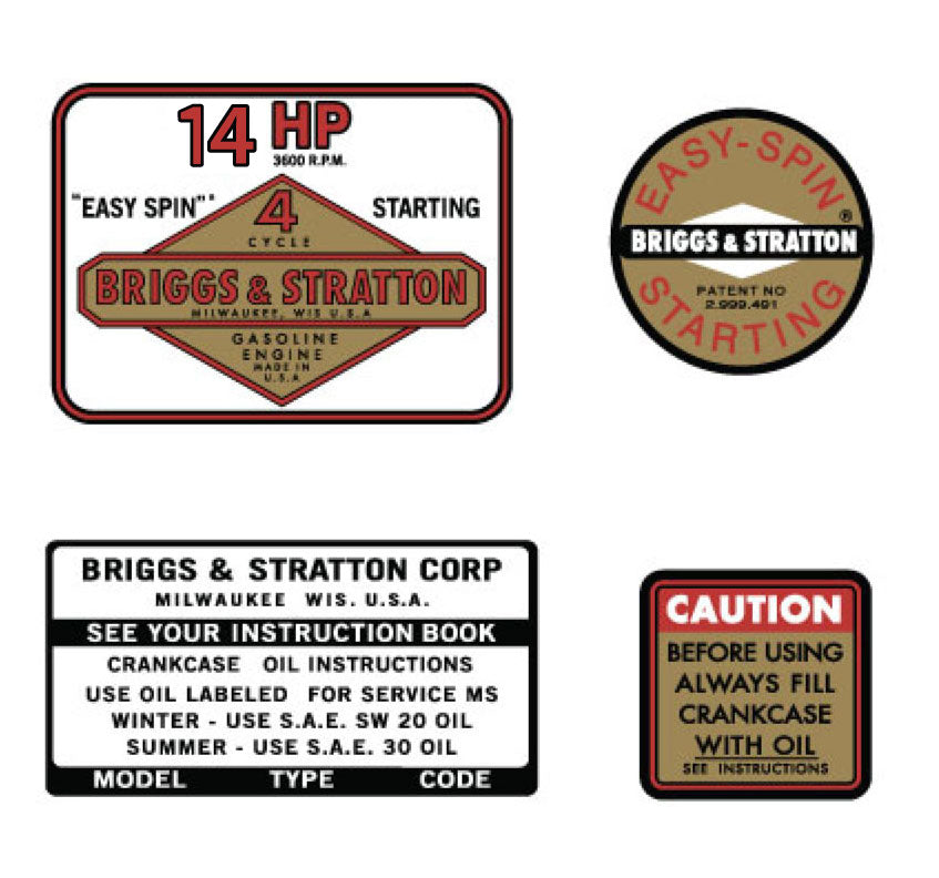 Briggs and Stratton 14hp Decal Kit – Vintage Reproductions