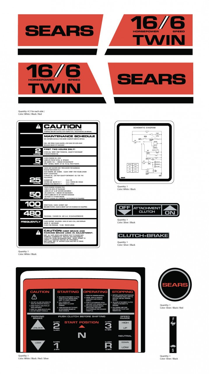 SEARS 1977 16/6 Twin Decal kit