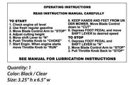 Homelite Yard Trac Deluxe Operating Instructions Decal
