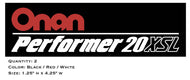 Onan Performer 20 XSL Decal
