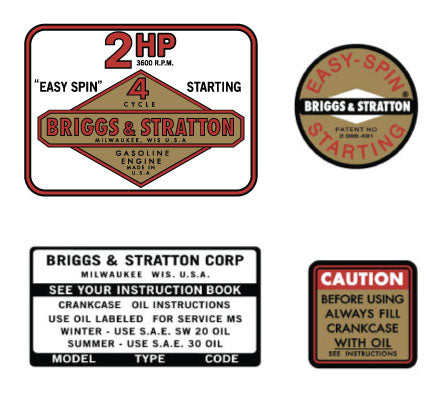 Briggs and Stratton 2hp Decal Set