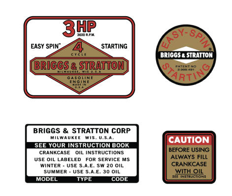 Briggs and Stratton 3hp Decal Set