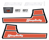 Simplicity 4211 Electric Start Lawn Tractor Decals