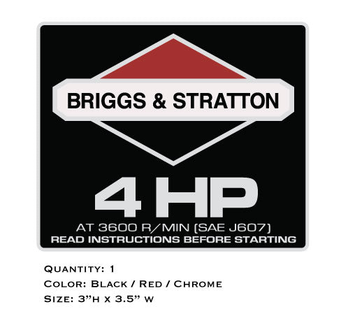 Briggs and Stratton 4HP Non-Synchro Engine Decal