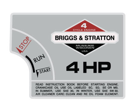 Briggs and Stratton 4HP Decal