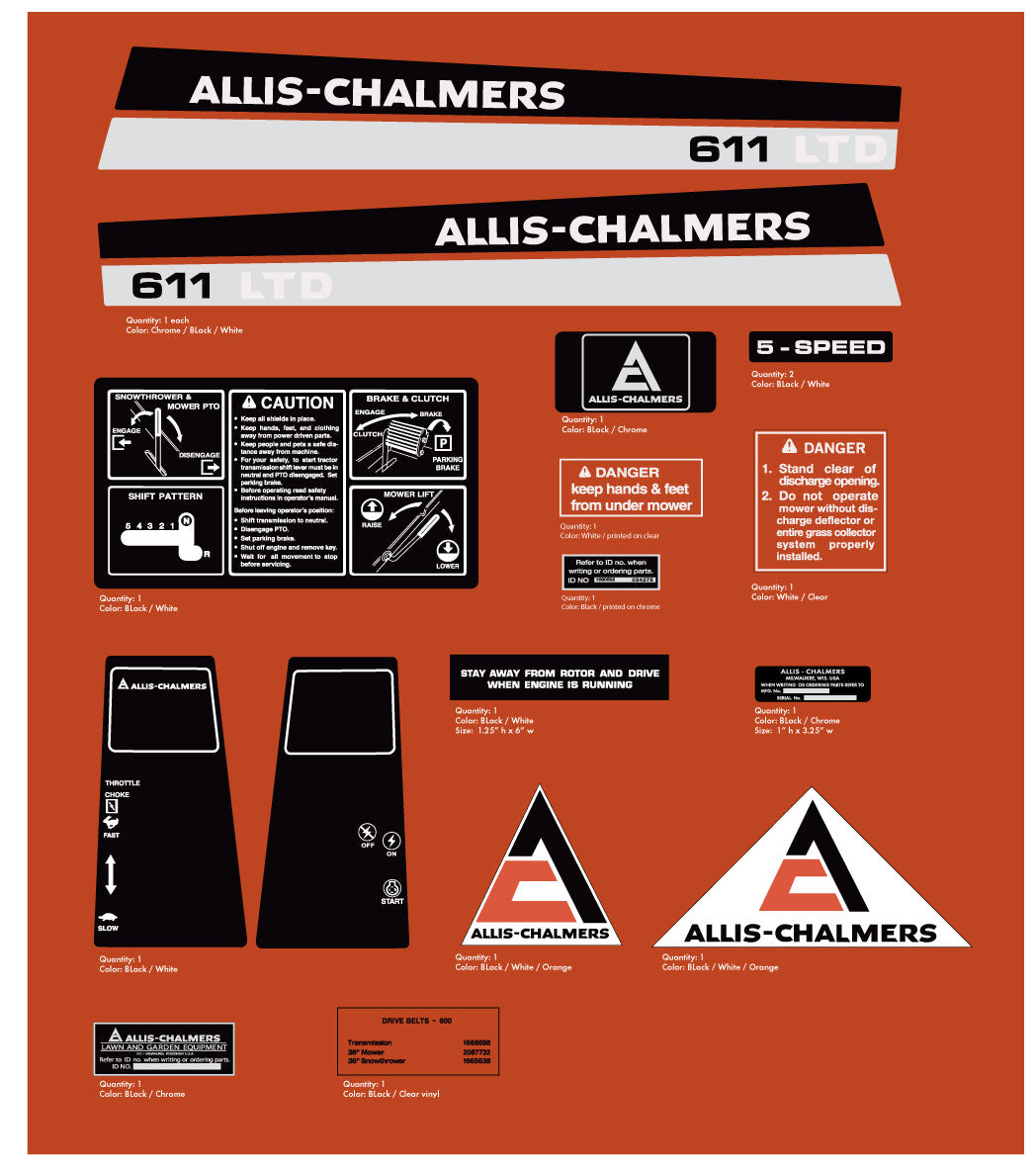 Allis Chalmers 611 LTD Decal Kit