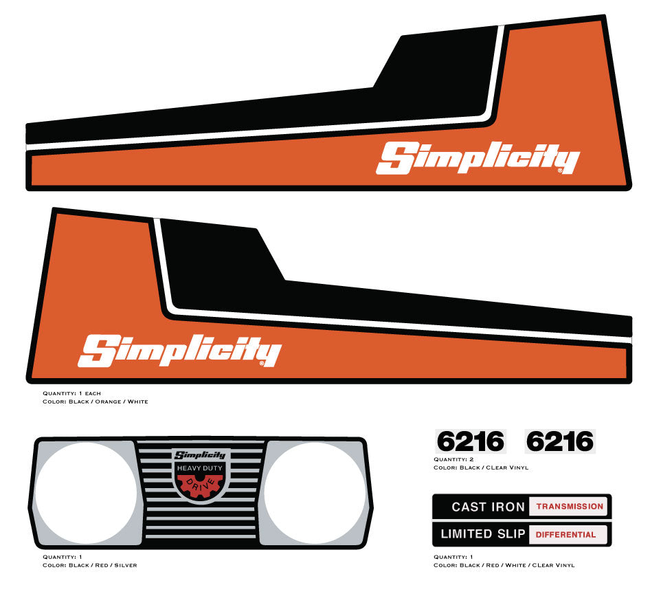 Simplicity 6216 Decal Kit