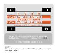 SEARS 1967 Suburban 10 Shift Plate Decal