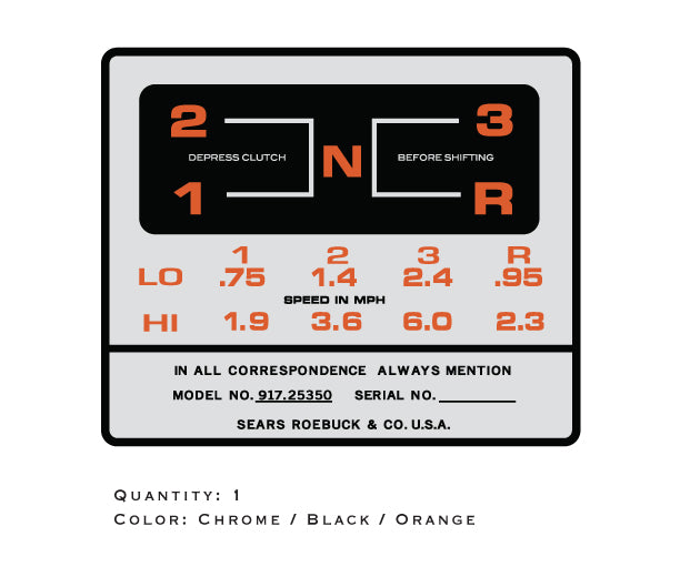 SEARS 1968 Suburban 12 Orange Shift Decal – Vintage Reproductions