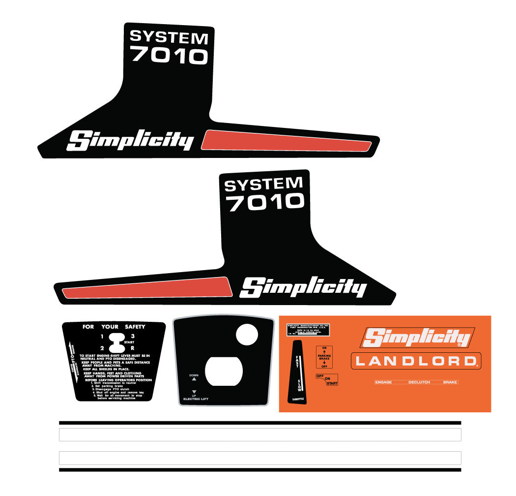 Simplicity System 7010 3 Speed Electric Lift Decal Kit