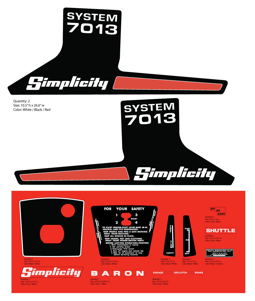 Simplicity System 7013 Decal Kit