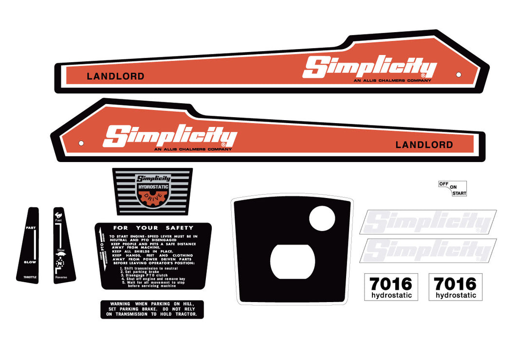 Simplicity 7016 Hydrostatic Landlord Kit