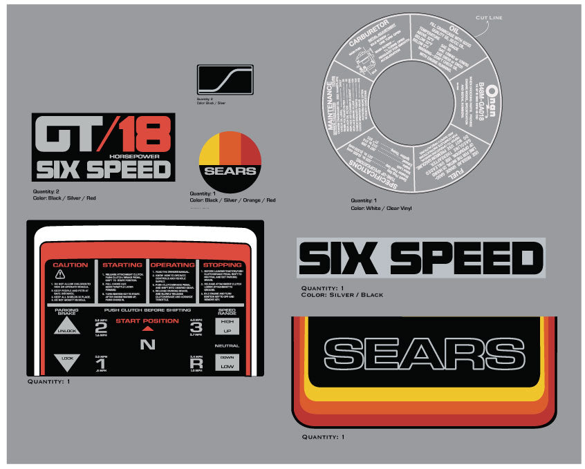 SEARS 1978 GT18 Decal Kit