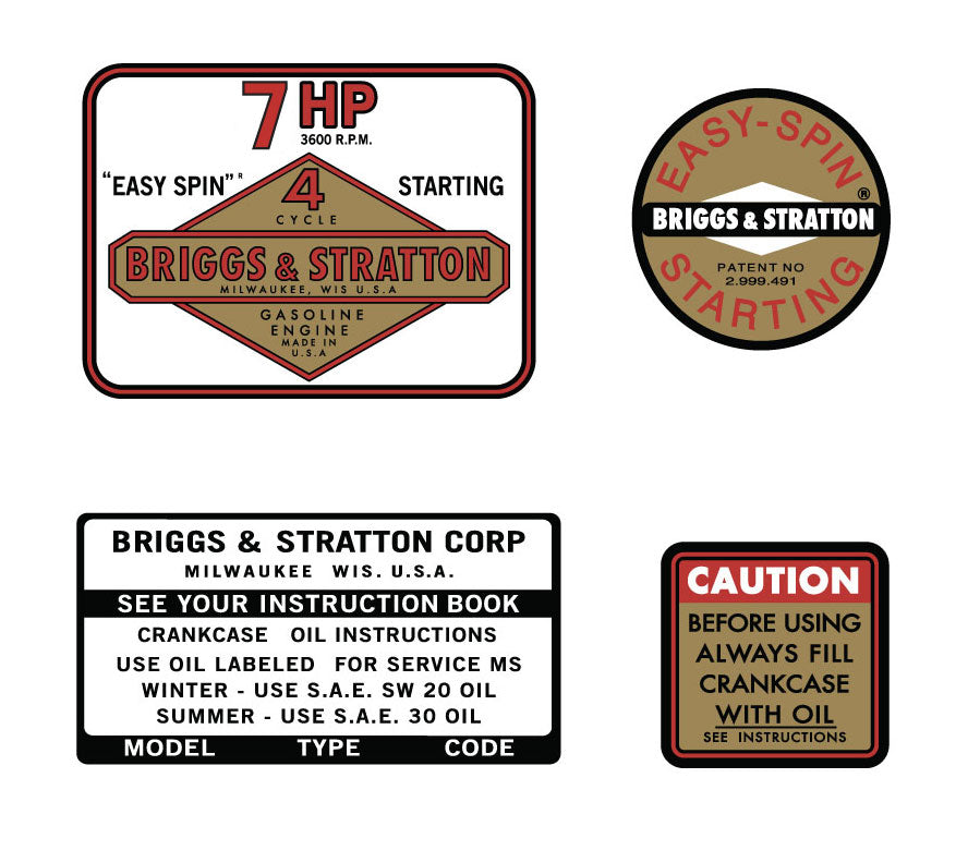 Briggs and Stratton 7hp decal set