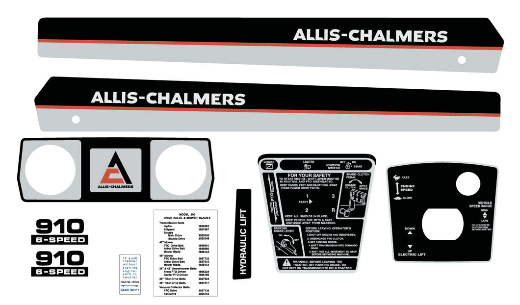 Allis Chalmers 910 6-SPEED with Electric Lift Decal Kit