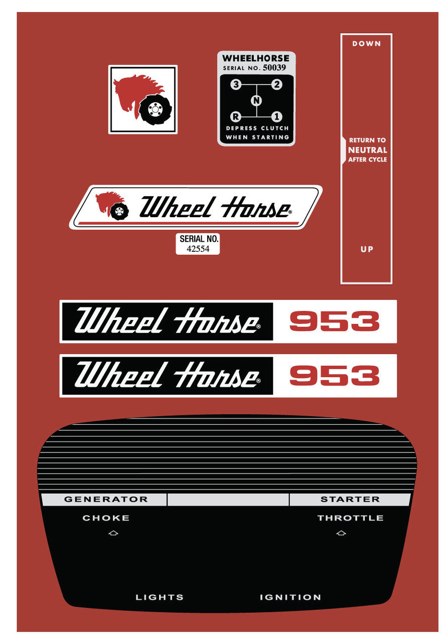 WheelHorse 953 Decal Kit