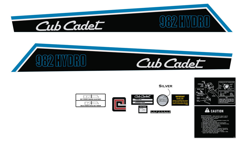 Cub Cadet 982 Hydro Decal kit