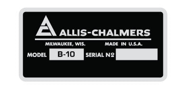 Allis Chalmers B-10 Manufacture Label Decal