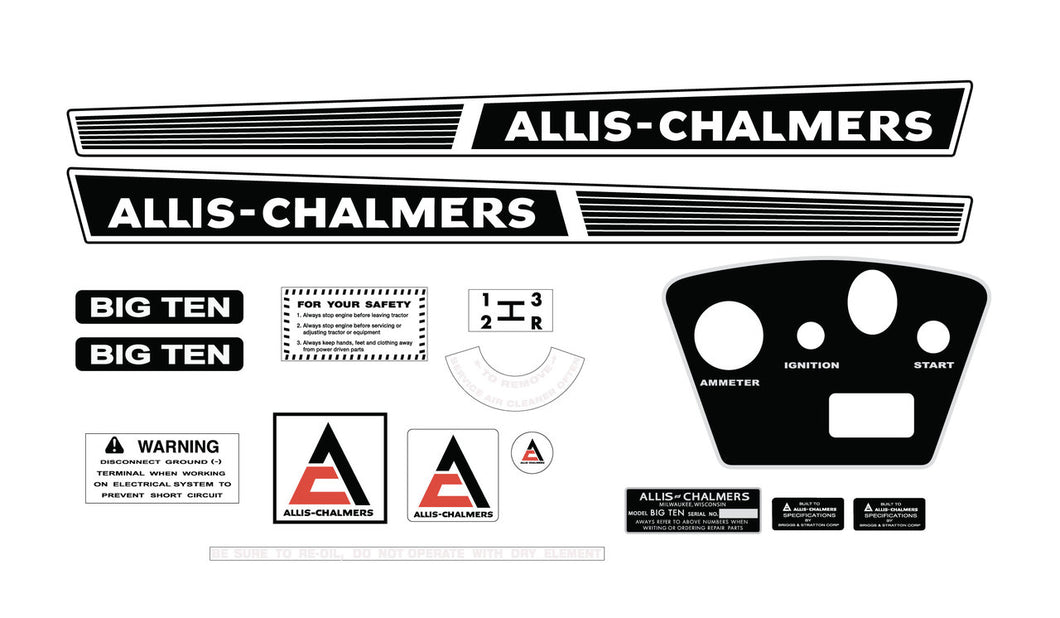 Allis Chalmers BIG TEN decal kit