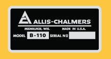 B-110 Allis Chalmers Manufacture Decal