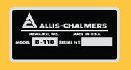 B-110 Allis Chalmers Manufacture Decal