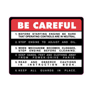 FMC Bolens Deck Be Careful decal