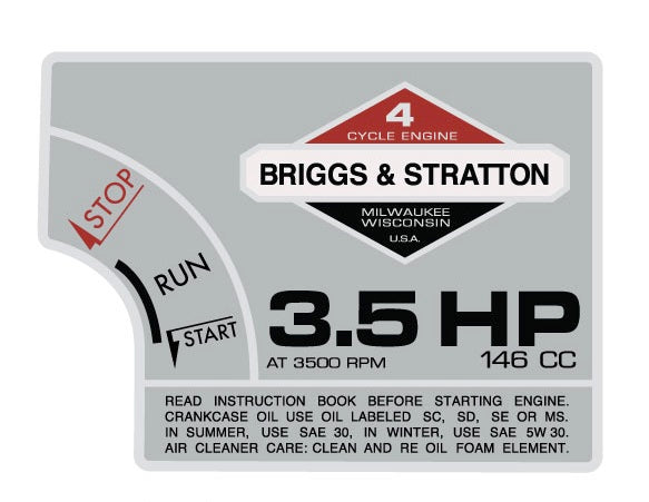 Briggs and Stratton 3.5HP Decal