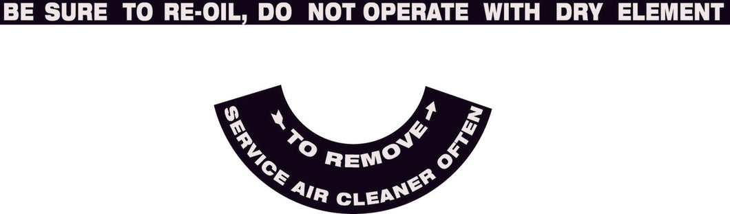 Air Filter Remove & Re-Oil Decal