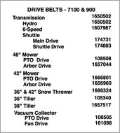 Simplicity 7100 / 900 Drive belt